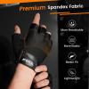 imageATERCEL Premium Leather Workout Gloves Ideal for Men and Women Suitable for Weightlifting Gym CyclingBlack