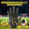 imageATERCEL Youth Football Gloves Kids Sticky Receiver Gloves Grip Football Glove for Boys GirlsBlackGolden
