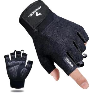 imageATERCEL Workout Gloves for Men and Women Exercise Gloves for Weight Lifting Cycling Gym Training Breathable and Snug fitBlack